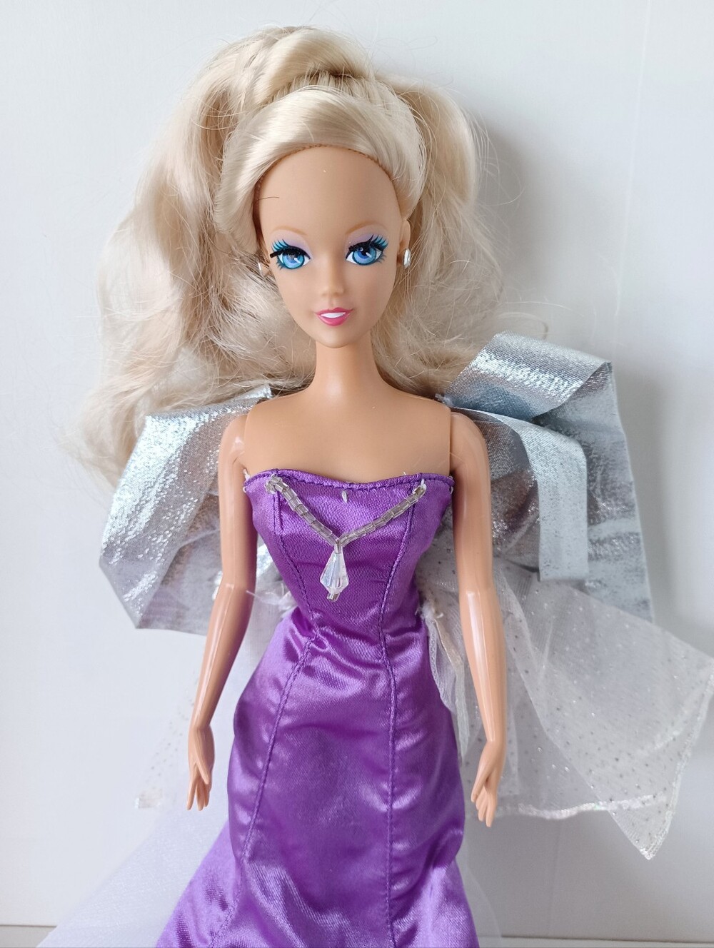 Vintage Off Brand Barbie Clone‎ Fashion Doll Purple Silvet Ballgown Dress Toy